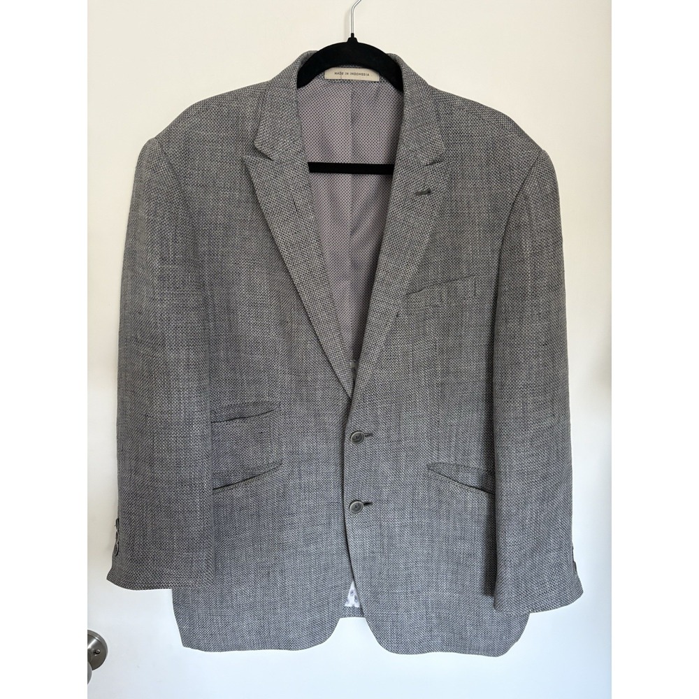 Joseph Abboud Reda Slim Fit Blazer 40 Short Gray Sport 100% Linen tweed